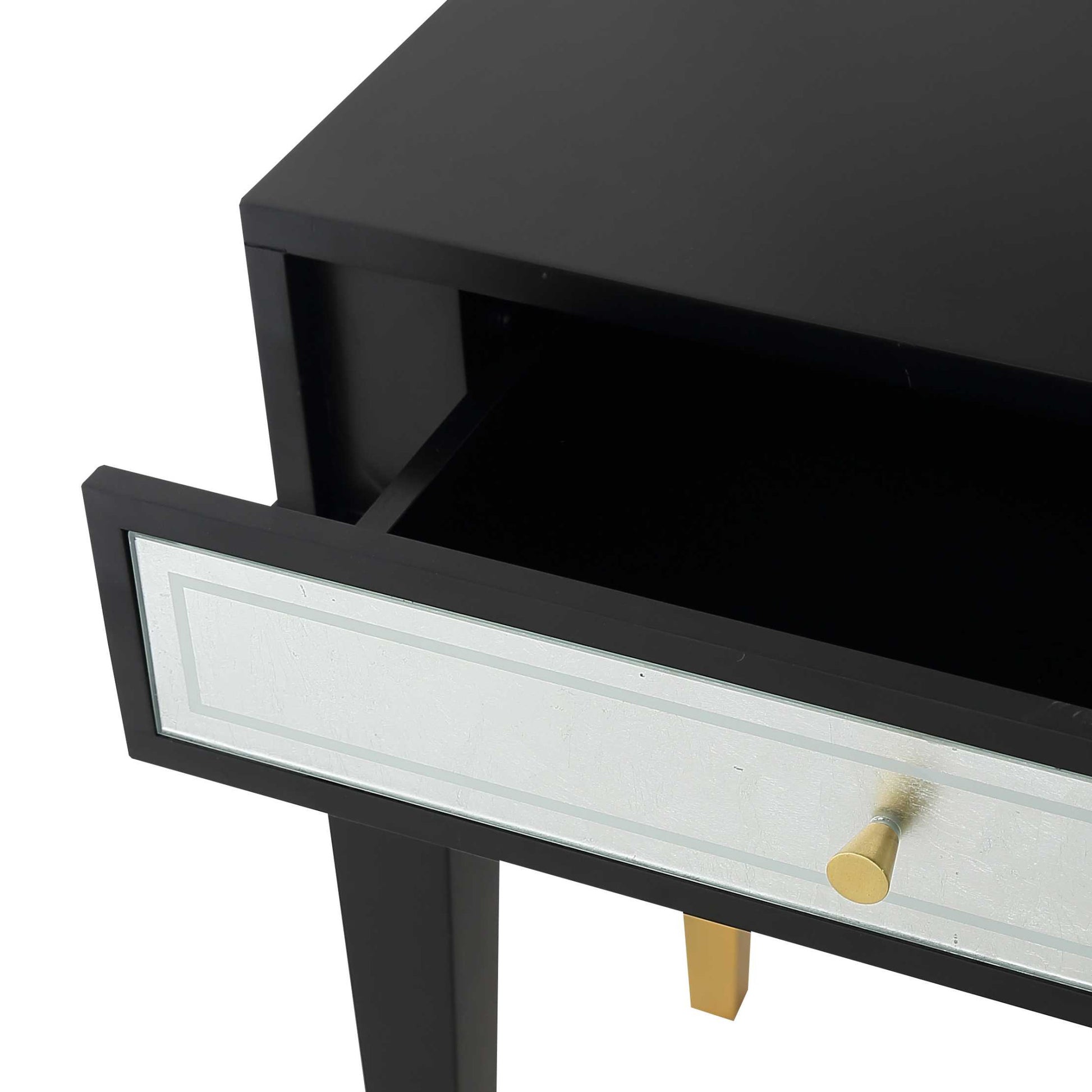47" Black Silver and Gold Wood Console Table And Drawers-5