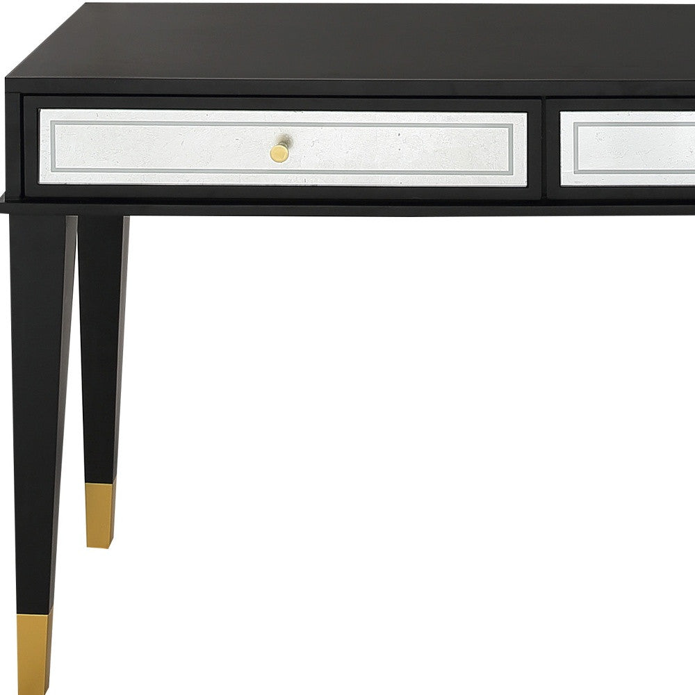 47" Black Silver and Gold Wood Console Table And Drawers-6