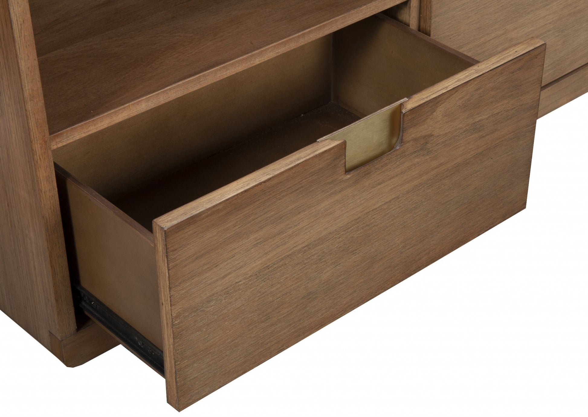 64" Sand Solid Wood Open shelving TV Stand-5