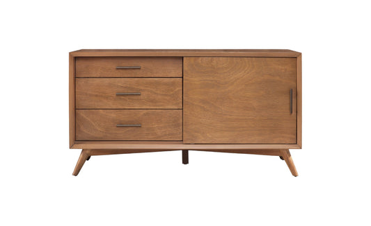 50" Mahogany Solid Wood Enclosed and Open Storage TV Stand-1