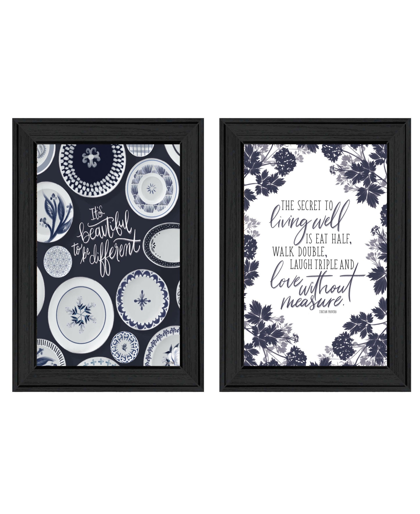 Set Of Two The Secret Beauty Black Framed Print Wall Art-1