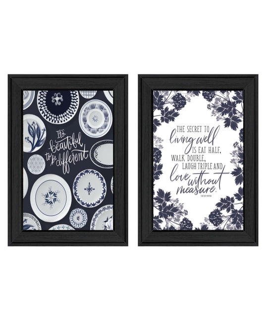 Set Of Two The Secret Beauty Black Framed Print Wall Art-1