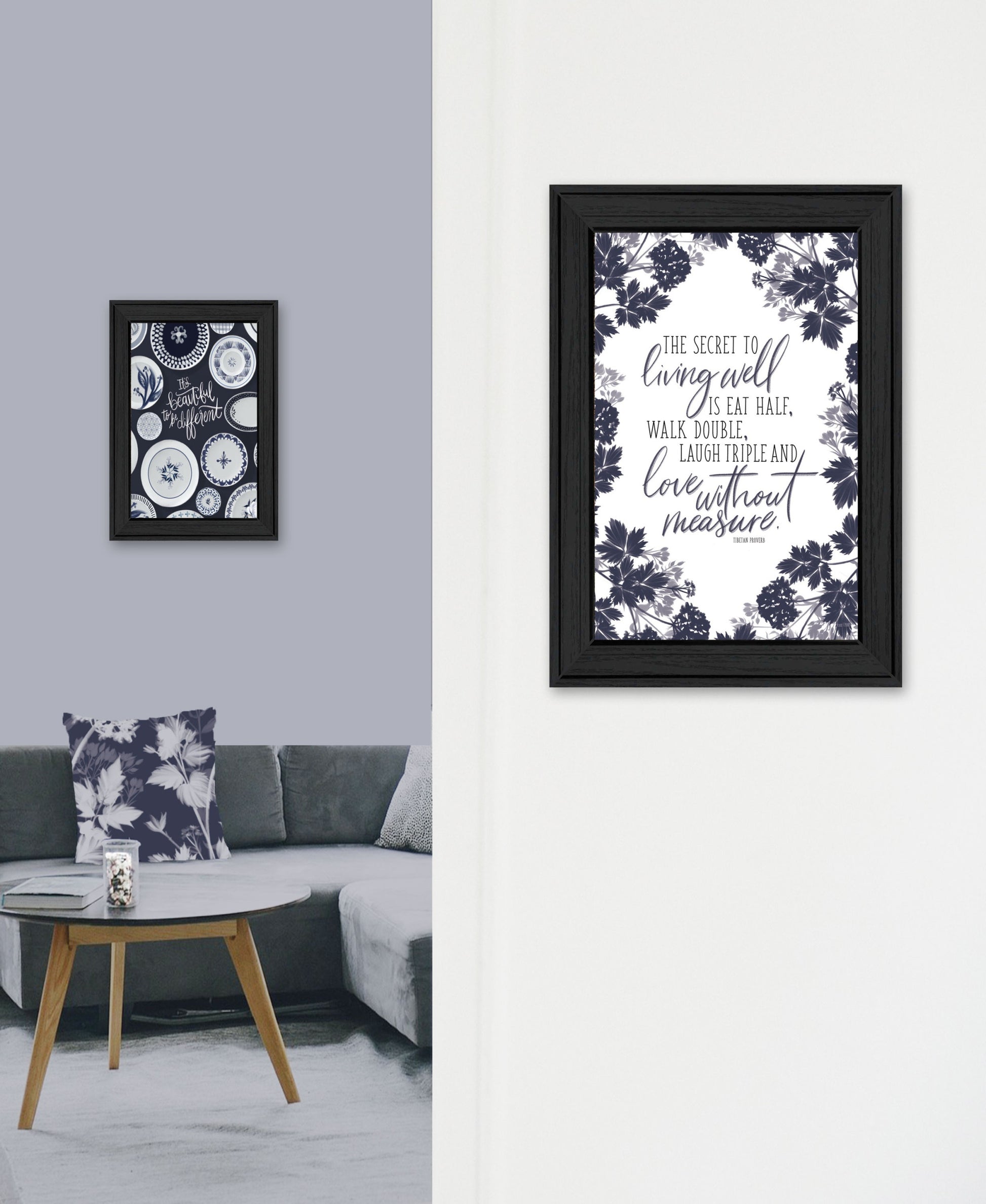 Set Of Two The Secret Beauty Black Framed Print Wall Art-4