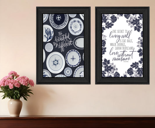 Set Of Two The Secret Beauty Black Framed Print Wall Art-0