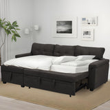 Espresso Velvet Sleeper Sectional Sofa Bed Chaise Set-1