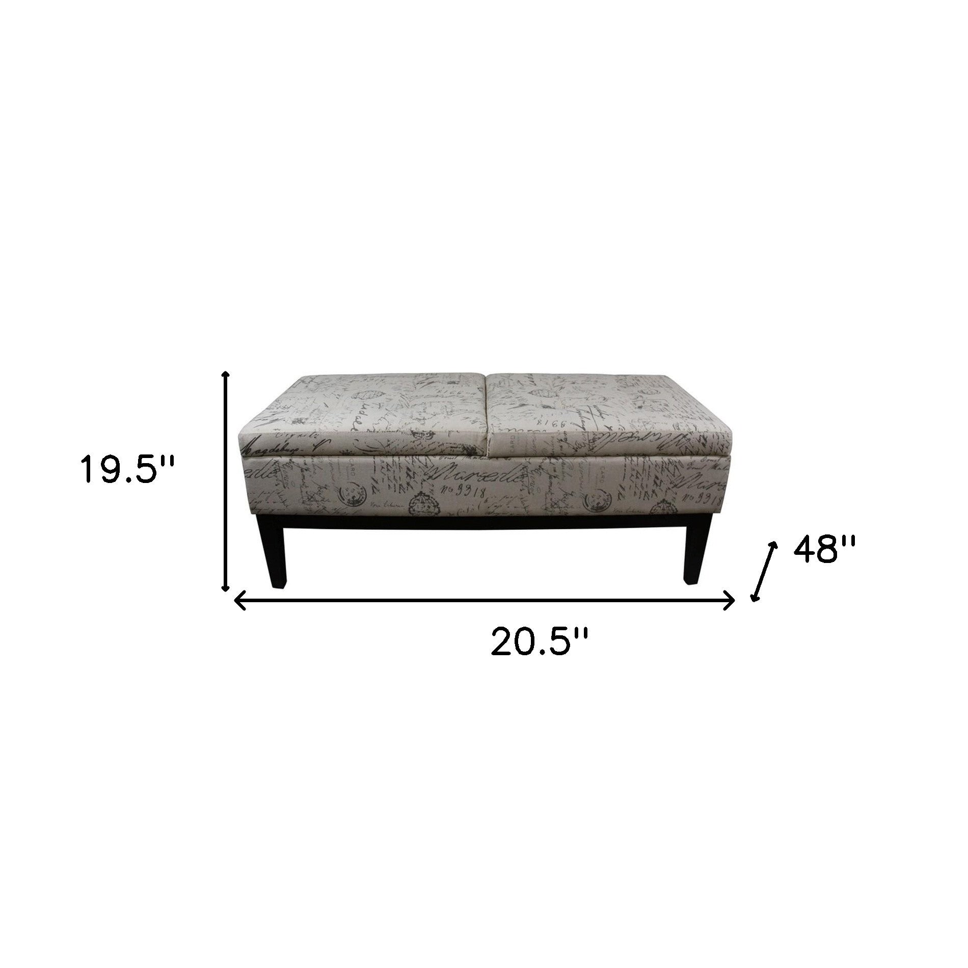 Black and White Vintage Postcard Print Dual Lift Storage Bench-5