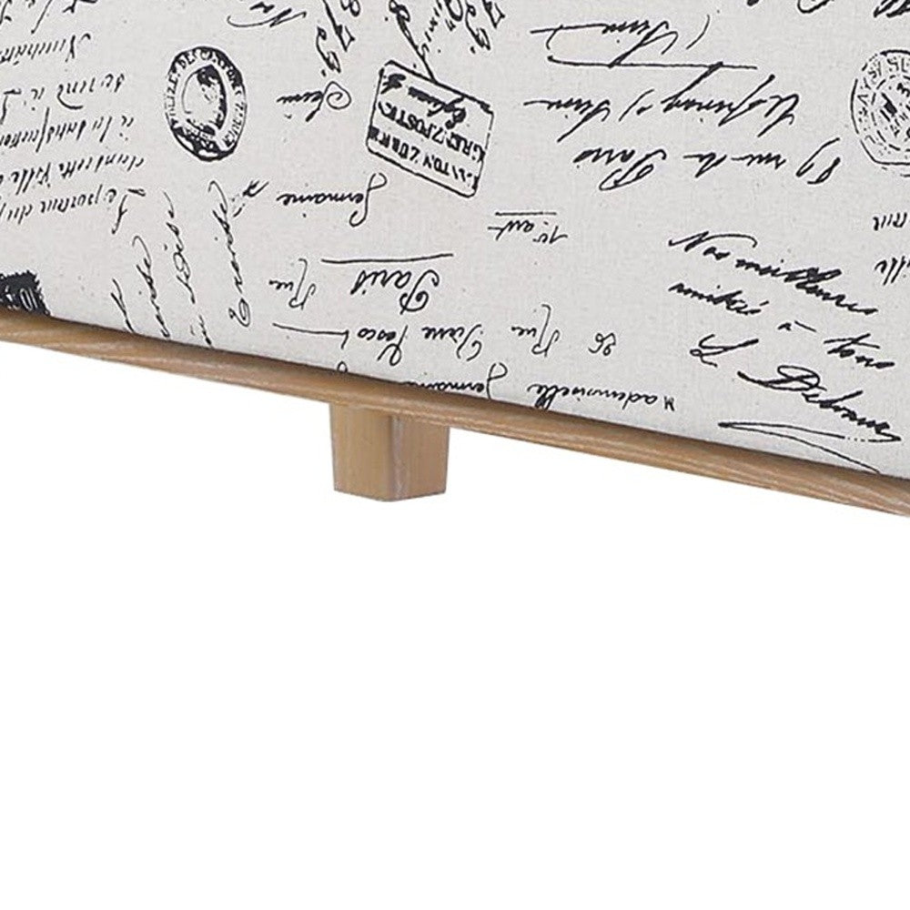 17" Black and White and Natural Upholstered Polyester Bench with Flip top-5