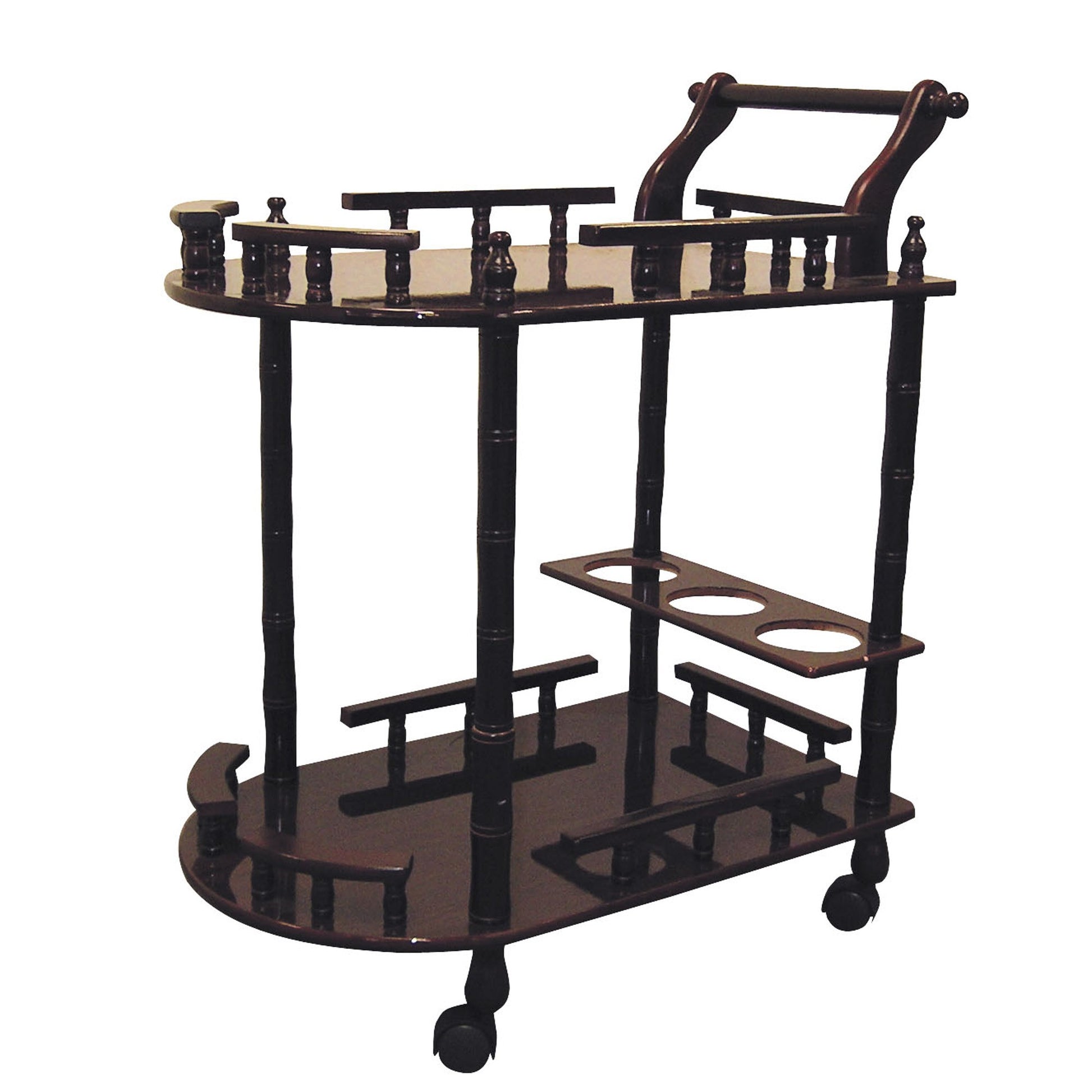 24" Dark Brown Rolling Bar Cart-2
