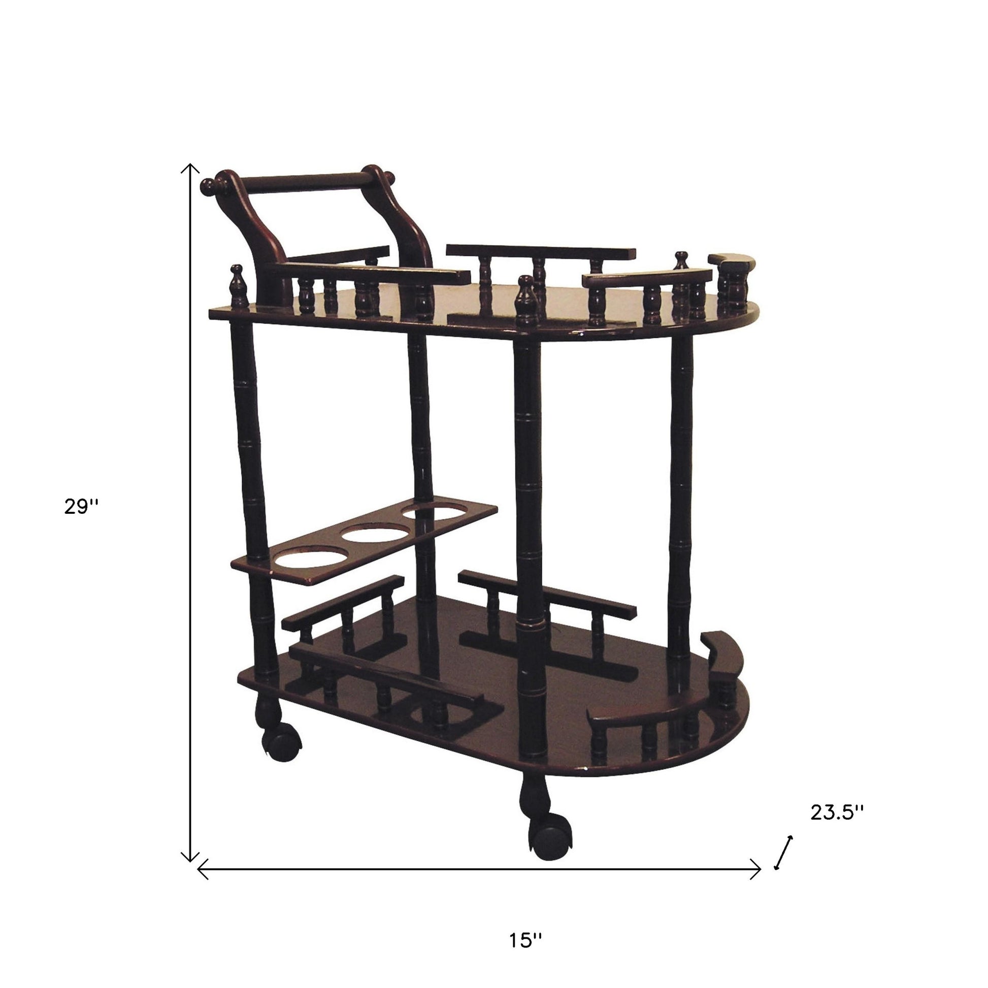 24" Dark Brown Rolling Bar Cart-5