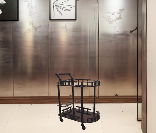 24" Dark Brown Rolling Bar Cart-1