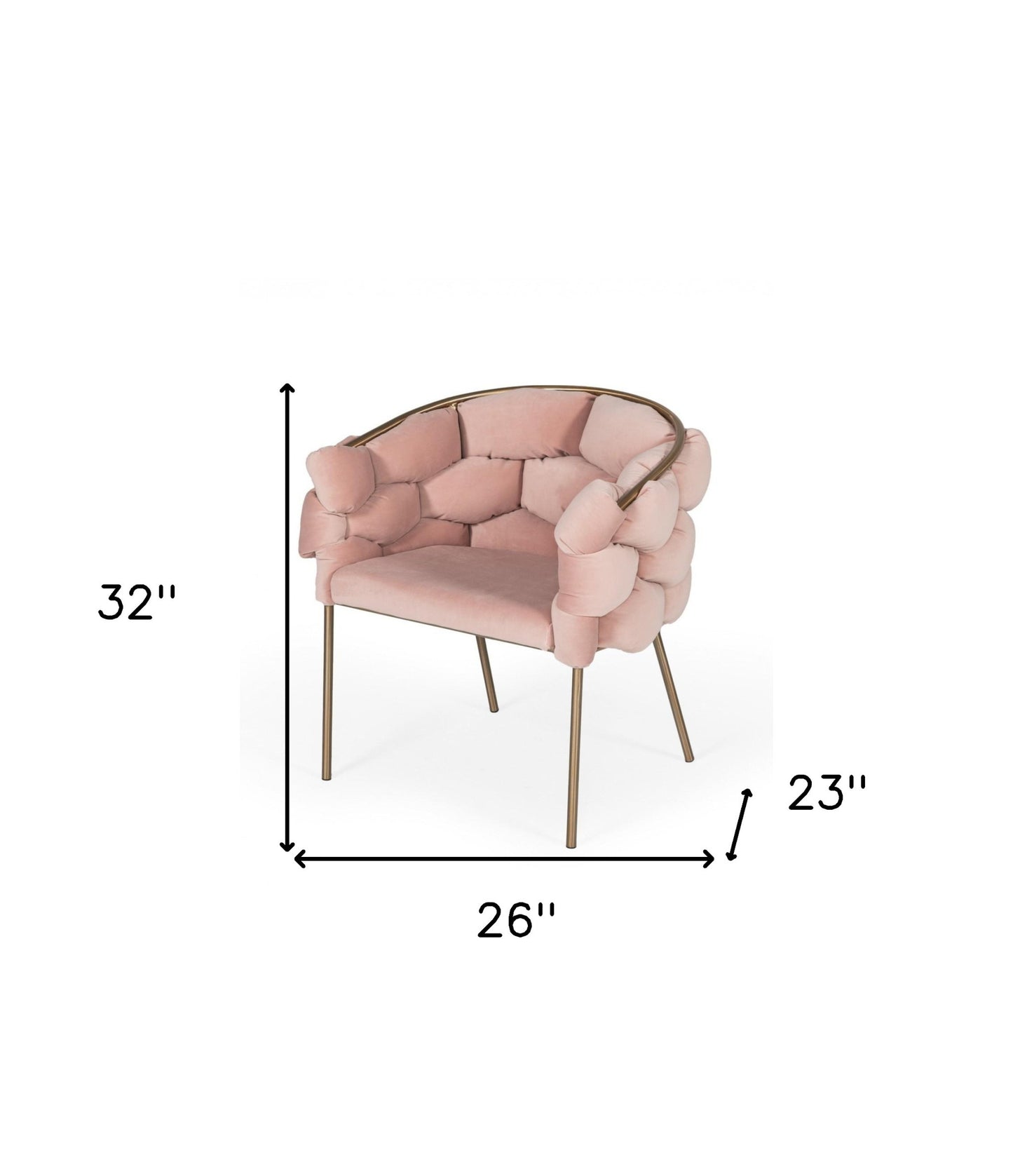 Pink and Brass Upholstered Fabric Dining Arm Chair-6