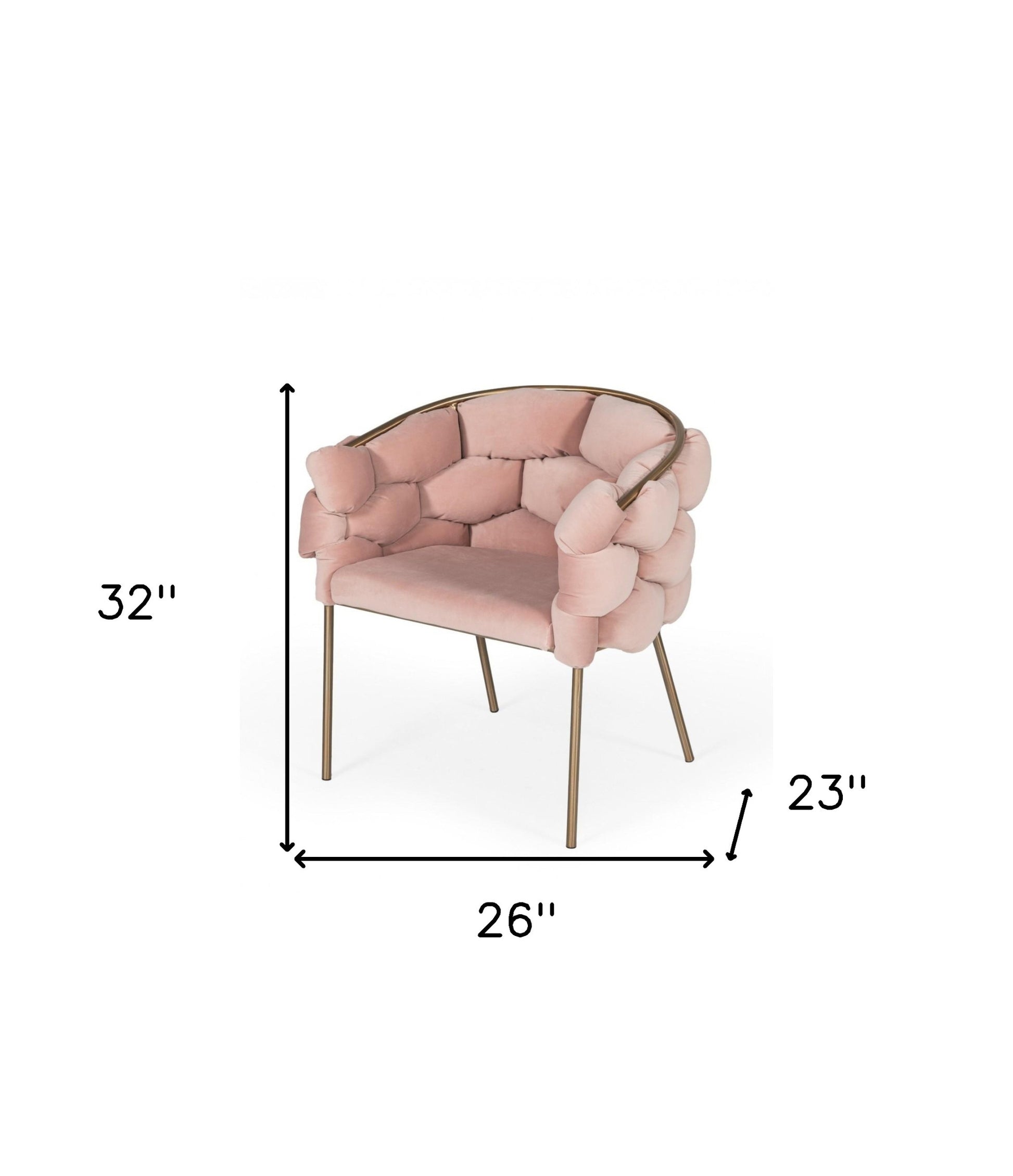 Pink and Brass Upholstered Fabric Dining Arm Chair-6