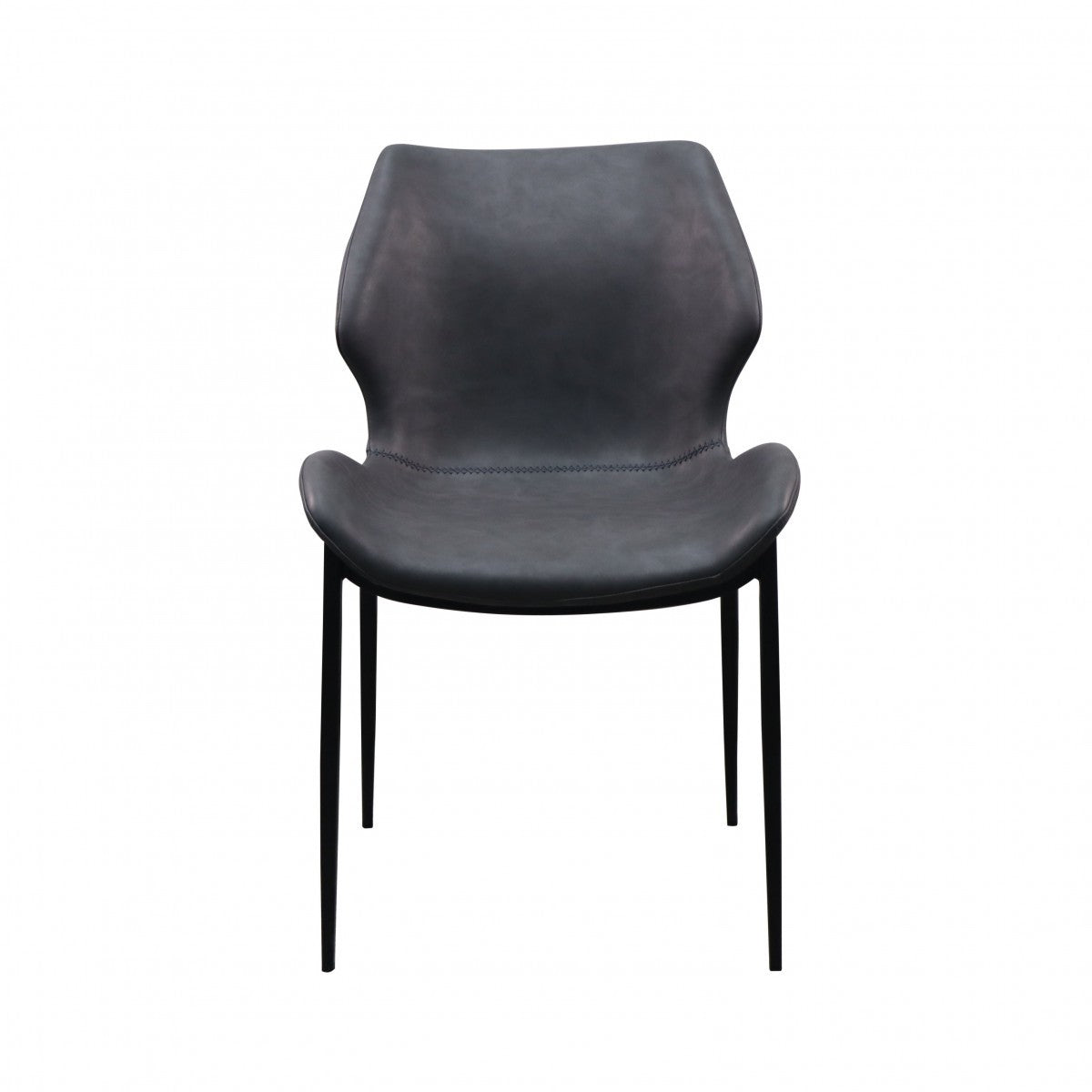 Set of Two Gray and Black Upholstered Faux Leather Wing Back Dining Side Chairs-2