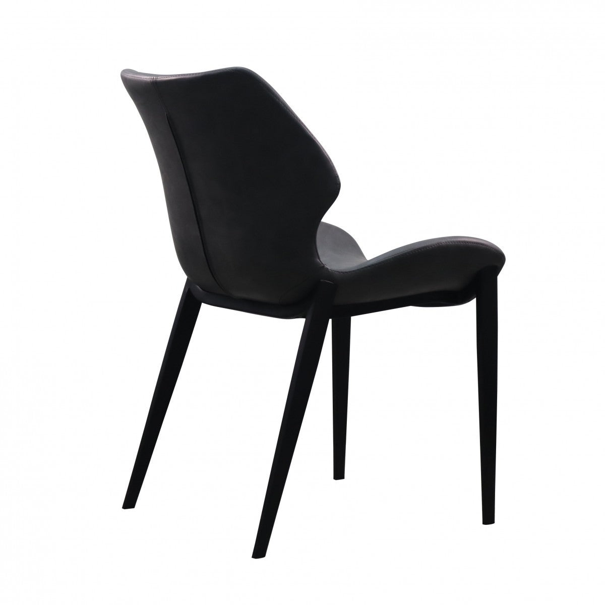 Set of Two Gray and Black Upholstered Faux Leather Wing Back Dining Side Chairs-3