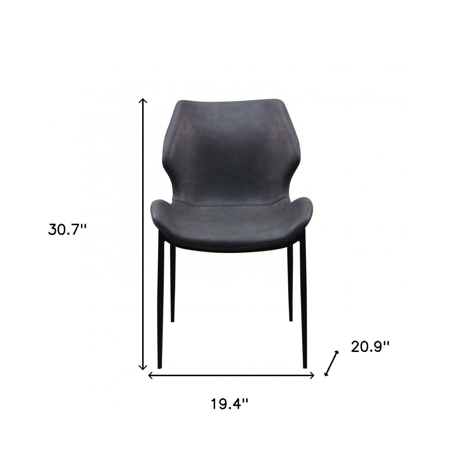 Set of Two Gray and Black Upholstered Faux Leather Wing Back Dining Side Chairs-4