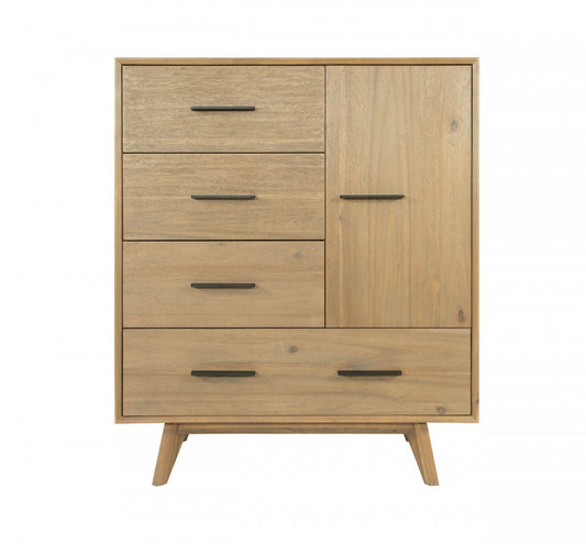 39" Walnut Solid Wood Four Drawer Gentlemans Chest-1