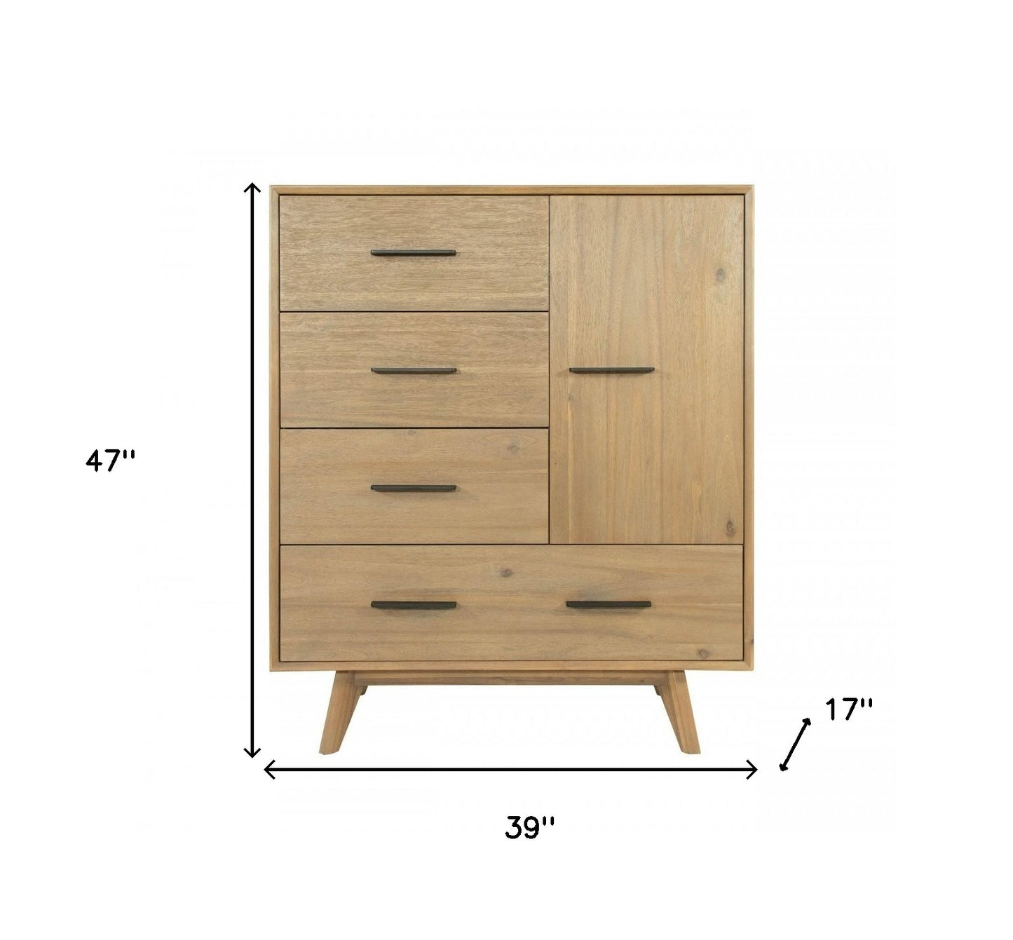 39" Walnut Solid Wood Four Drawer Gentlemans Chest-3