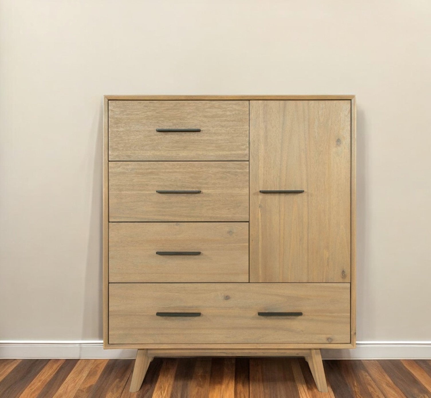 39" Walnut Solid Wood Four Drawer Gentlemans Chest-0