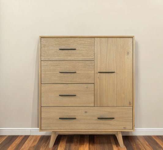 39" Walnut Solid Wood Four Drawer Gentlemans Chest-0