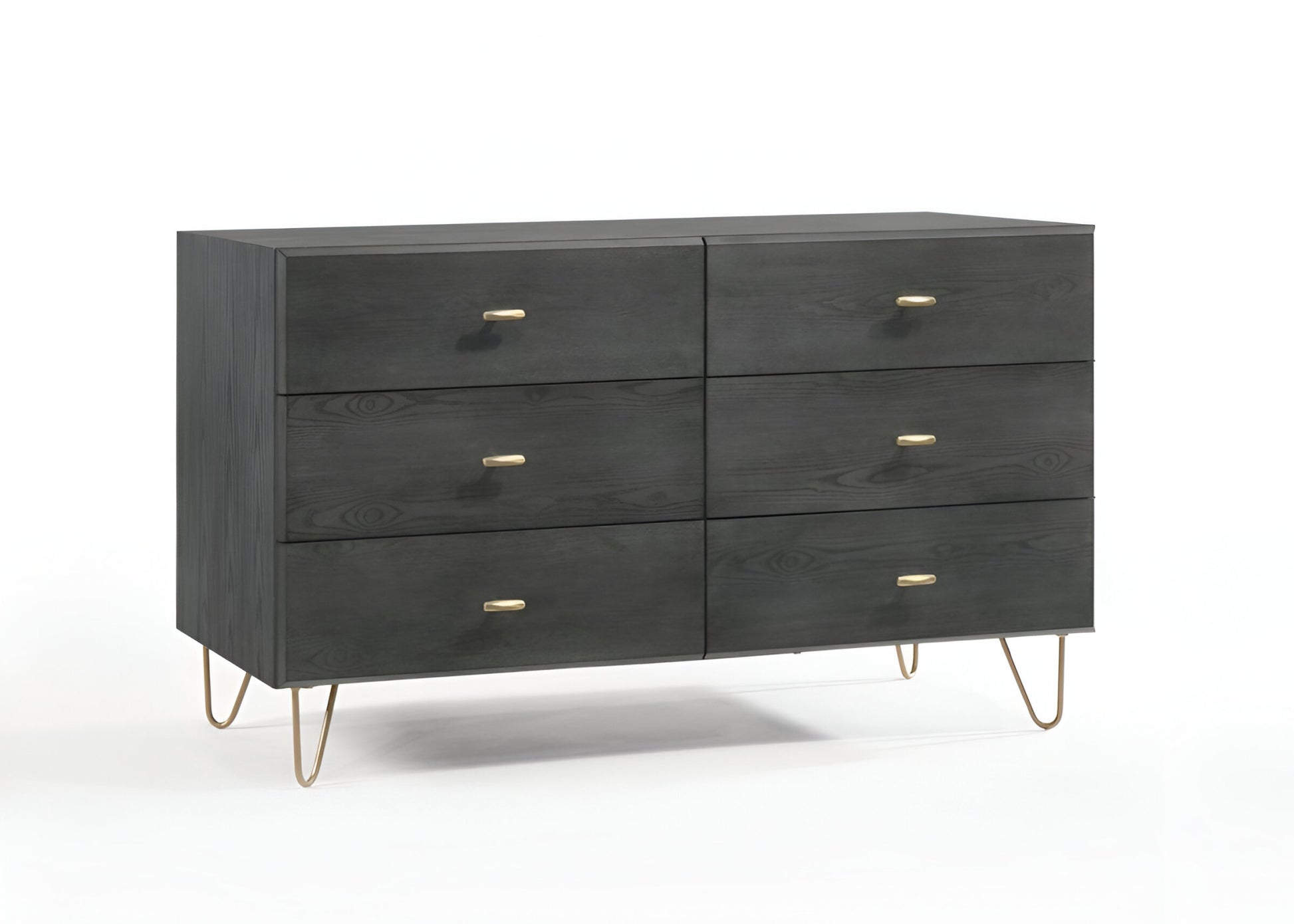 51" Grey Manufactured Wood Six Drawer Double Dresser-1