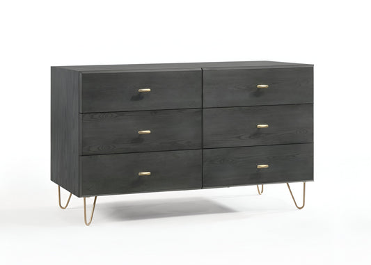 51" Grey Manufactured Wood Six Drawer Double Dresser-1
