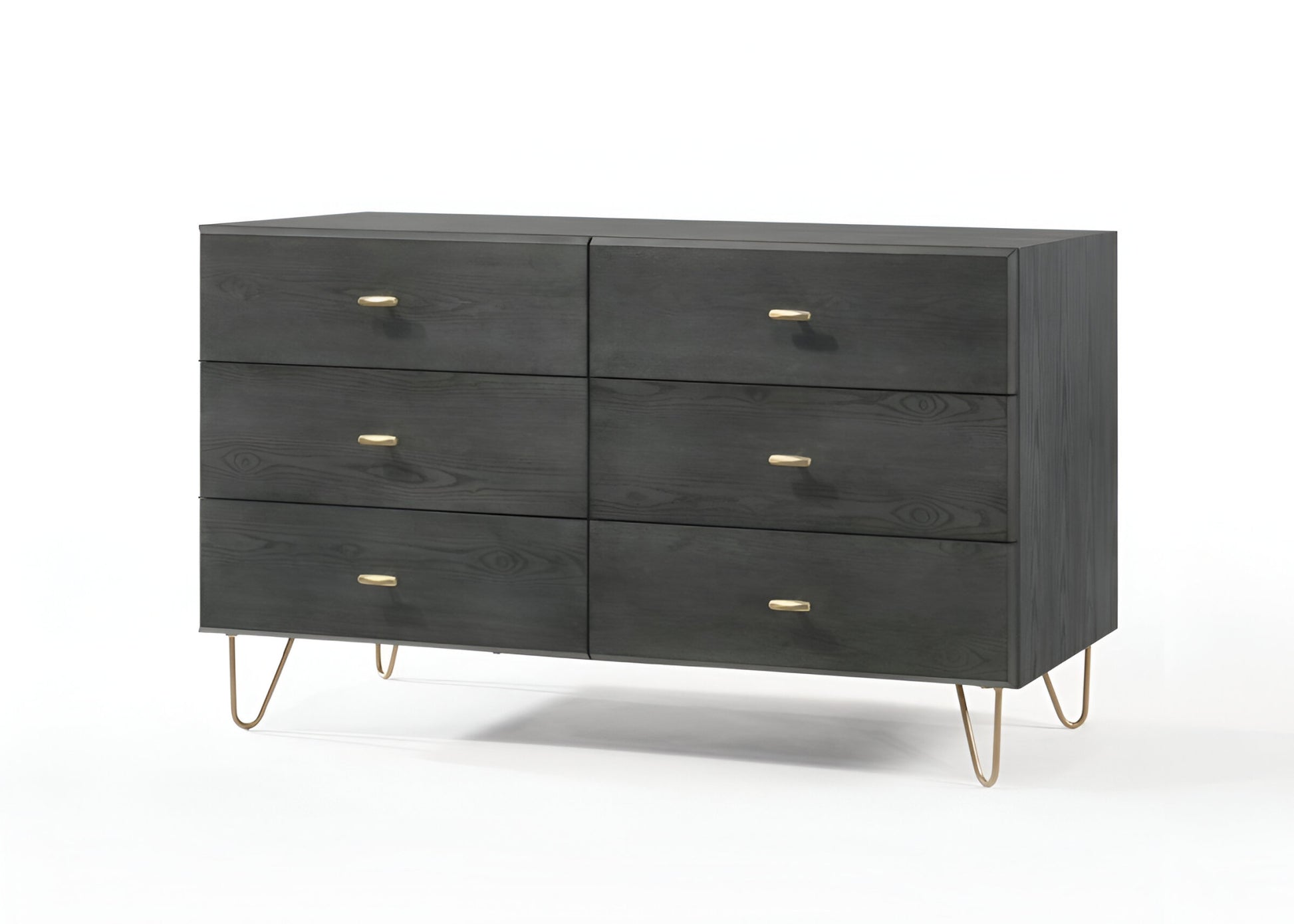 51" Grey Manufactured Wood Six Drawer Double Dresser-2