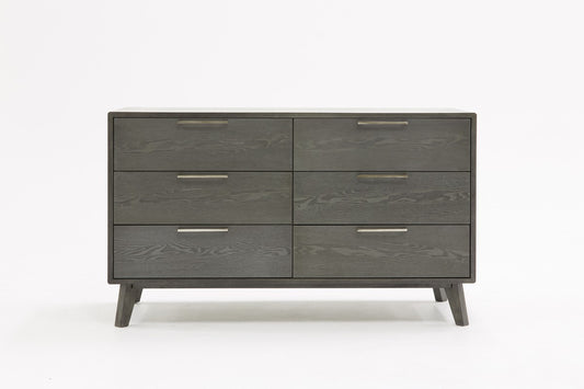 51" Grey Wash Solid Wood Six Drawer Double Dresser-0