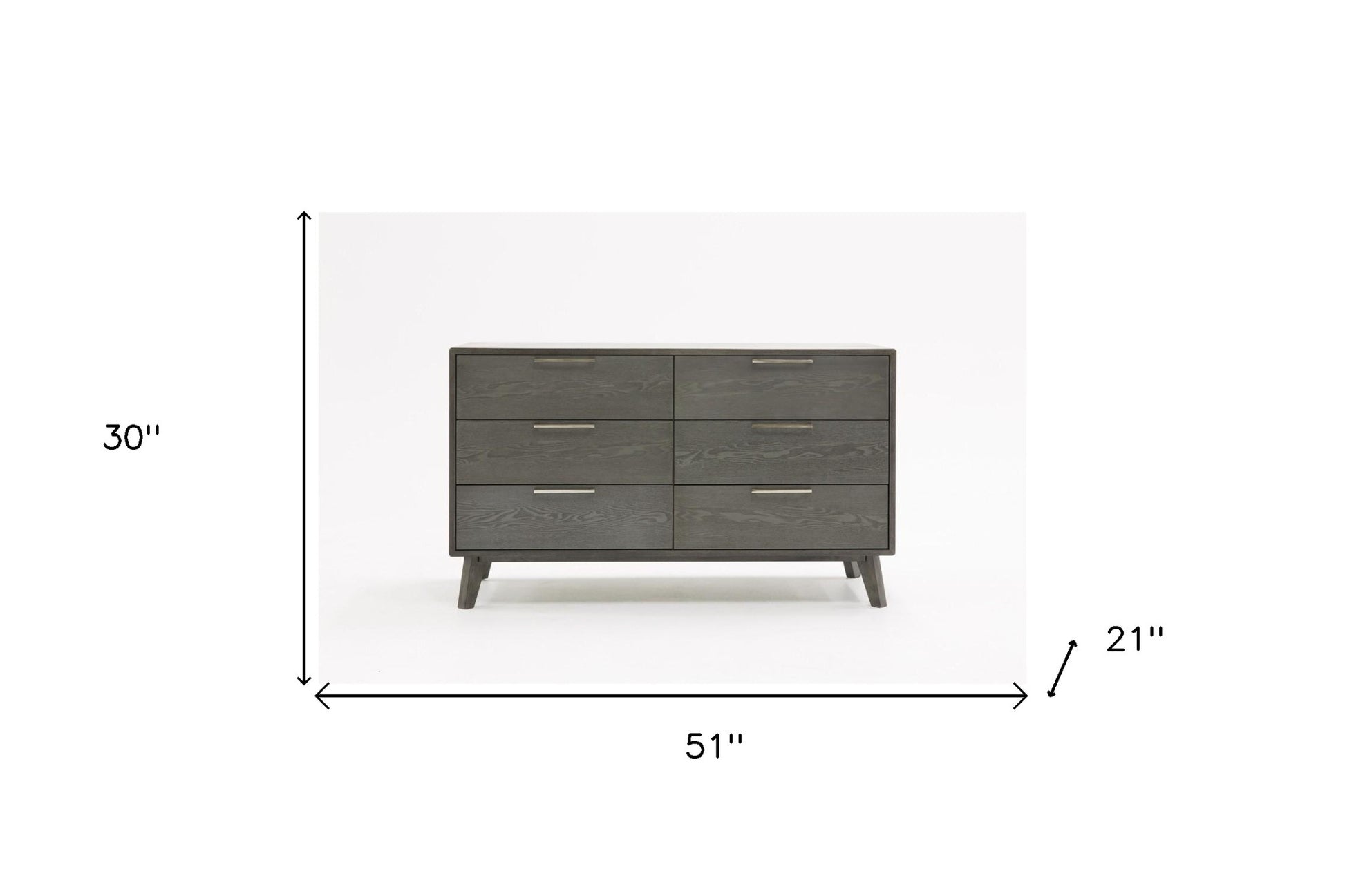 51" Grey Wash Solid Wood Six Drawer Double Dresser-8
