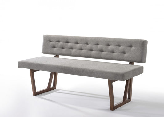 63" Gray and Brown Upholstered Linen Blend Dining Bench-0