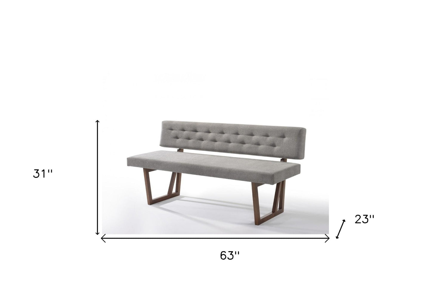 63" Gray and Brown Upholstered Linen Blend Dining Bench-7