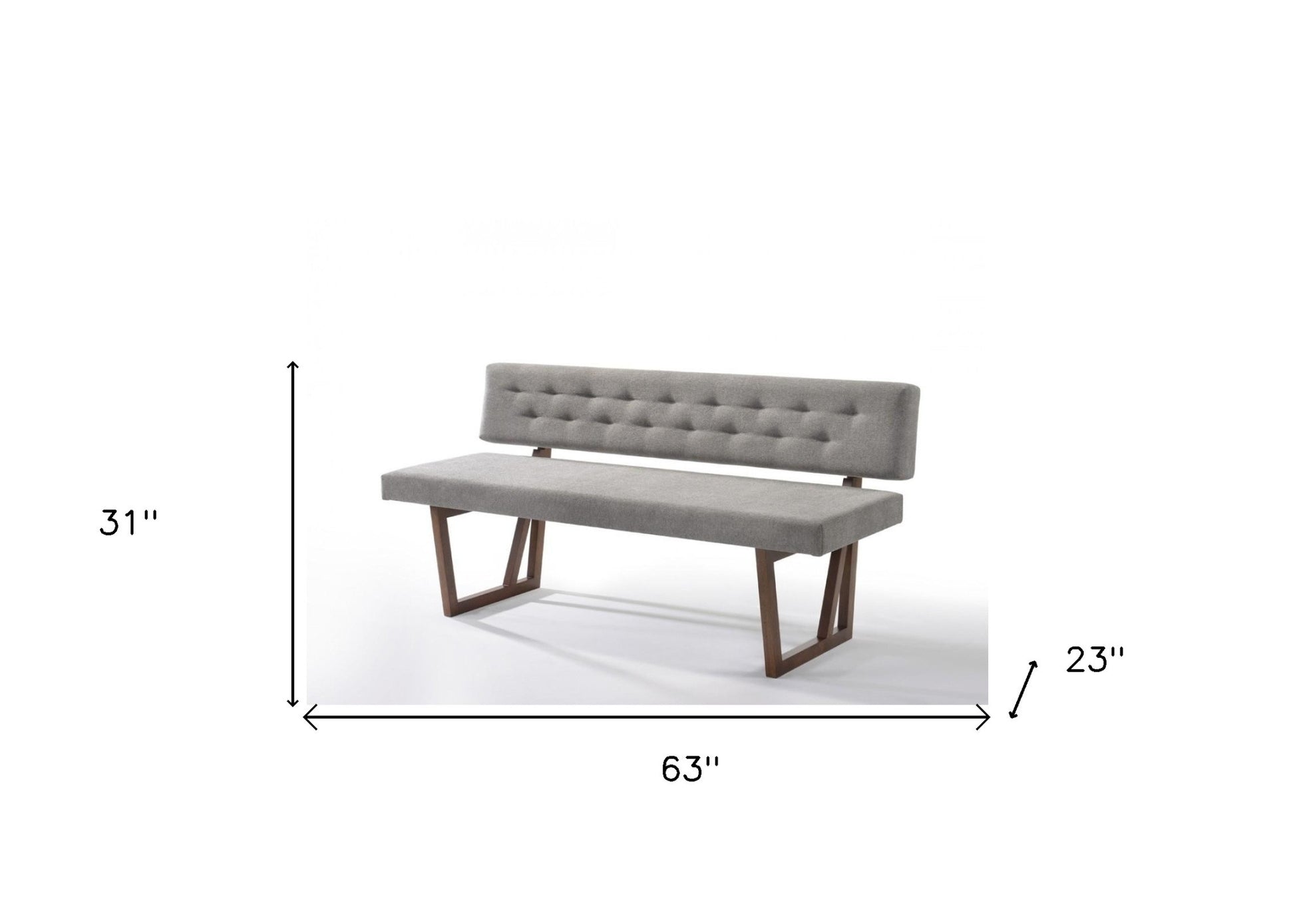 63" Gray and Brown Upholstered Linen Blend Dining Bench-7