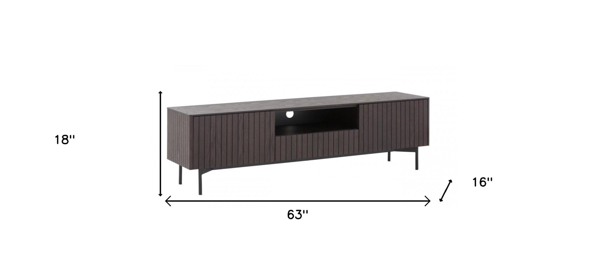 63" Dark Brown And Black Wood And Metal Open and Enclosed Storage TV Stand-6