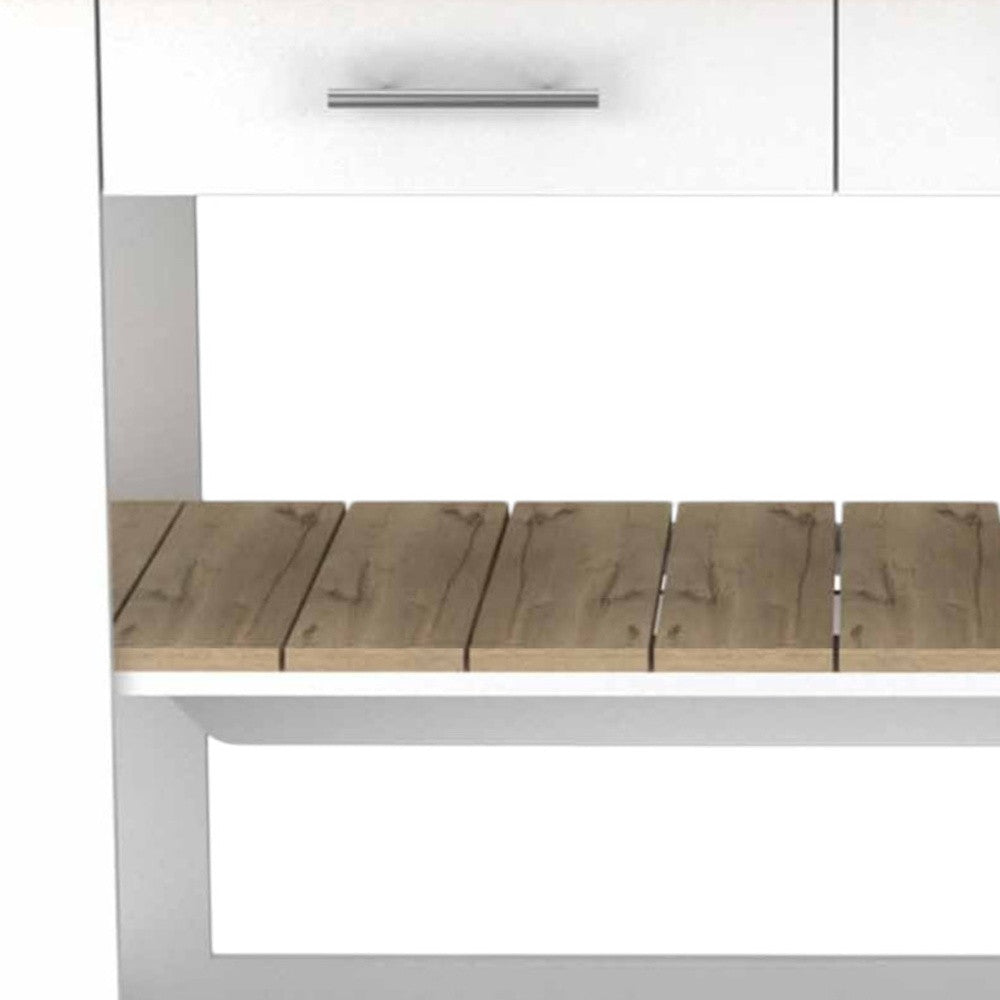 White and Brown 40" Rolling Kitchen Cart With Storage-3