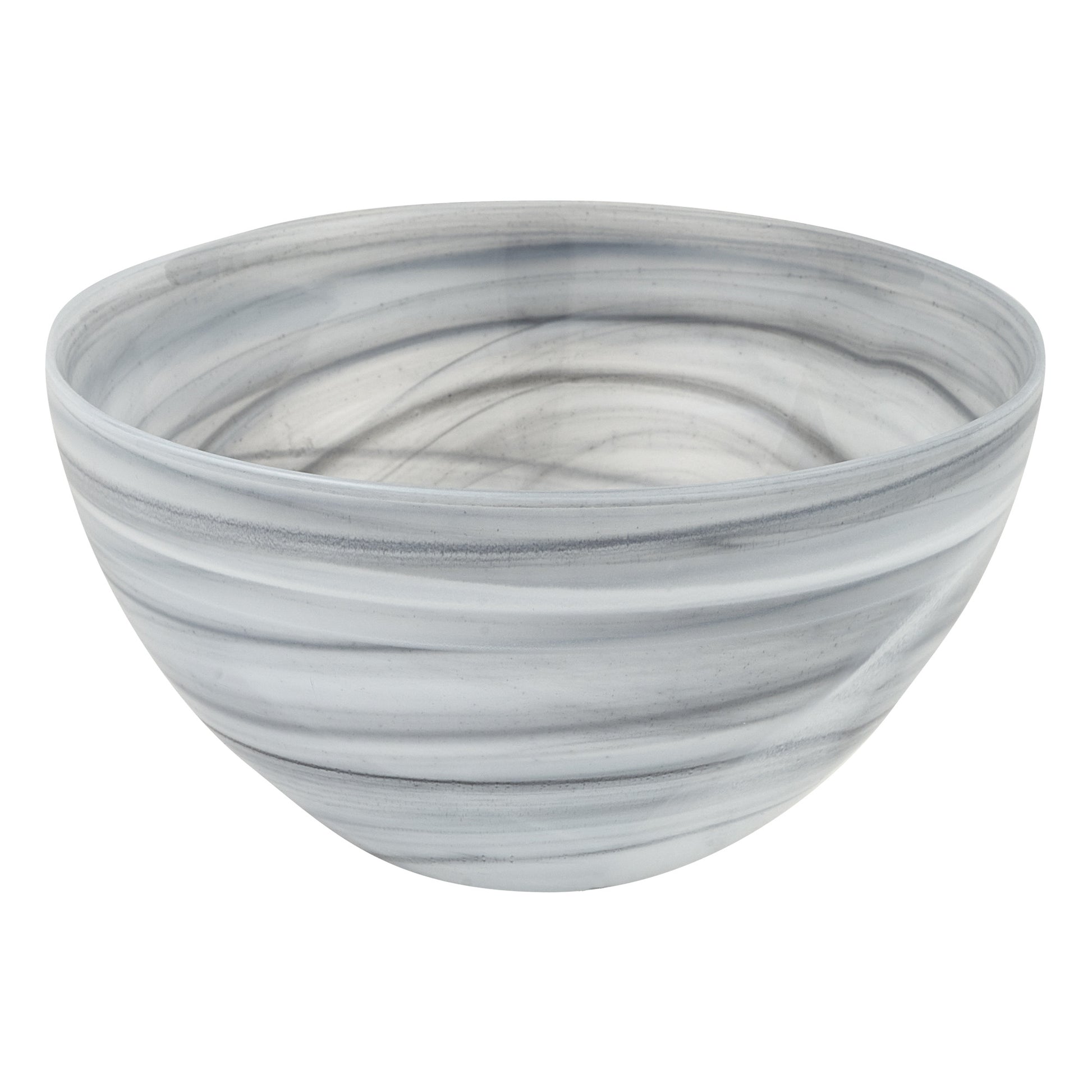 6" Gray And White Alabaster Glass Round Candy or Nut Bowl-1