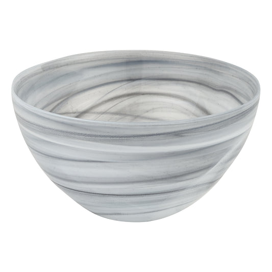 6" Gray And White Alabaster Glass Round Candy or Nut Bowl-1
