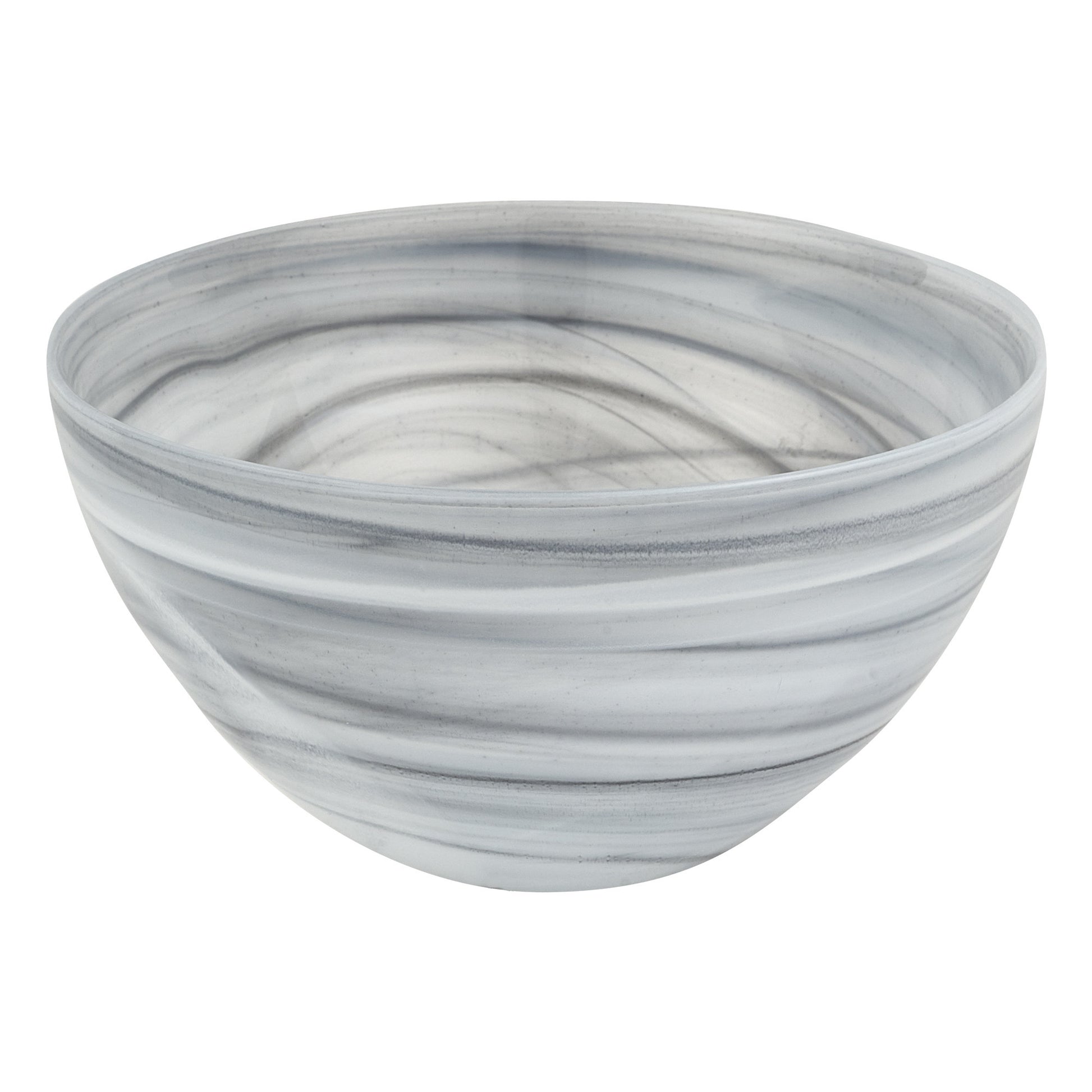 6" Gray And White Alabaster Glass Round Candy or Nut Bowl-2