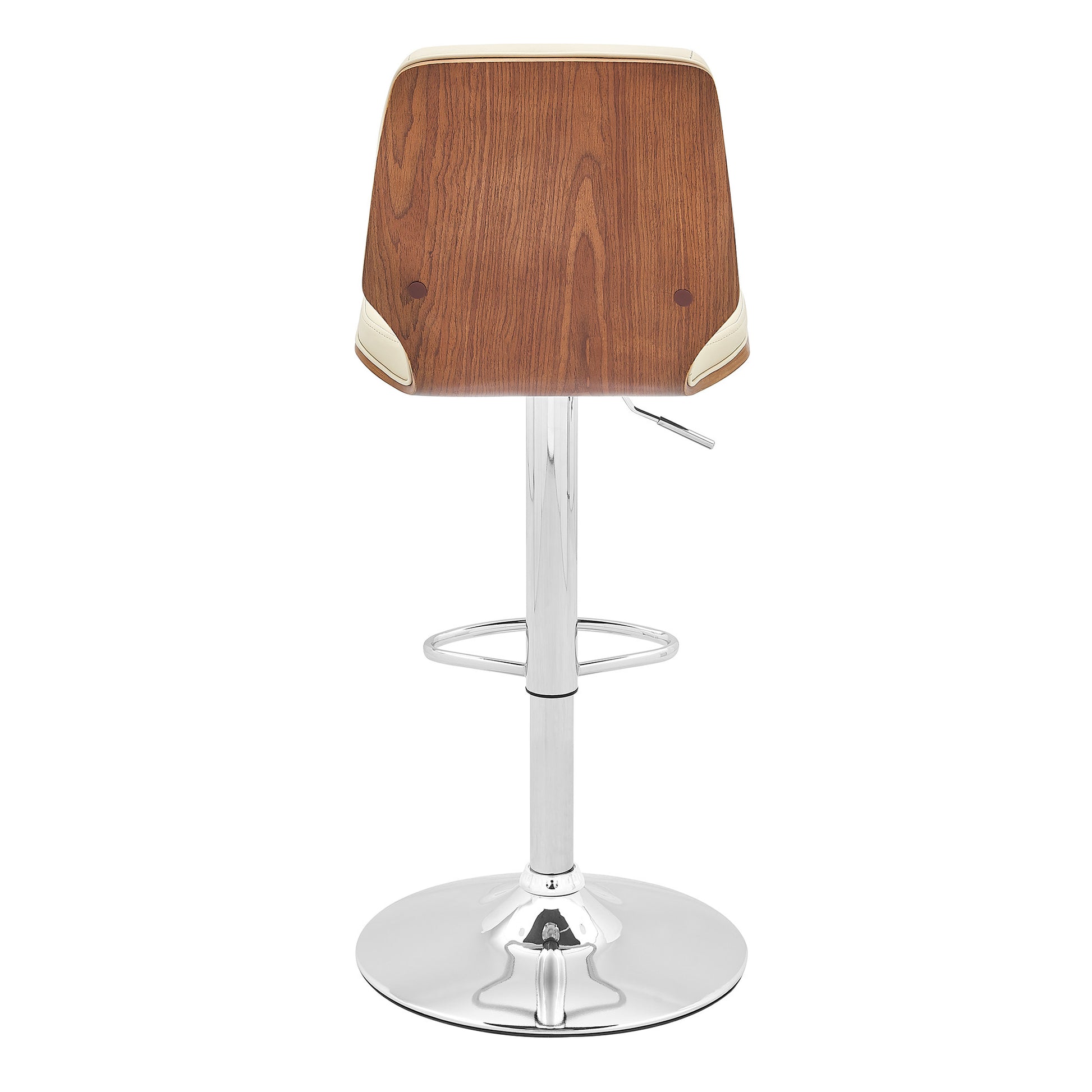 25" Cream And Silver Faux Leather And Steel Swivel Adjustable Height Bar Chair-5