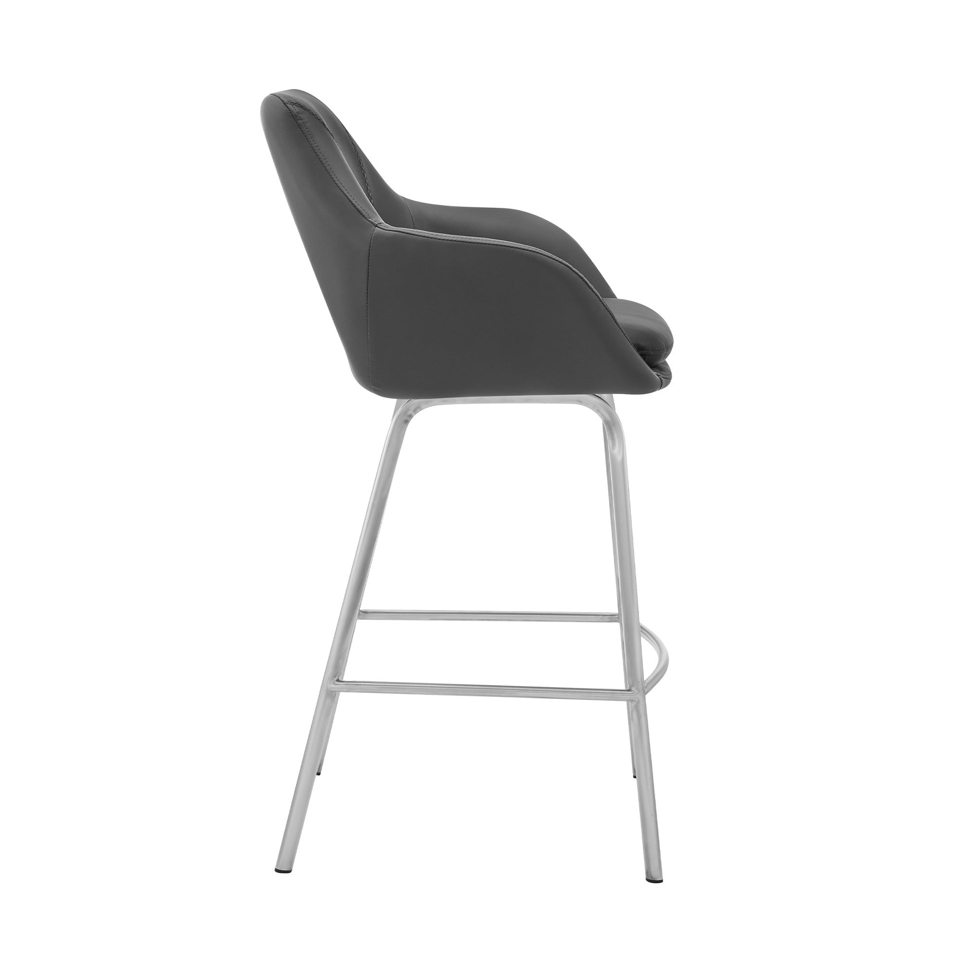 30" Gray And Silver Iron Swivel Low Back Bar Height Bar Chair-3