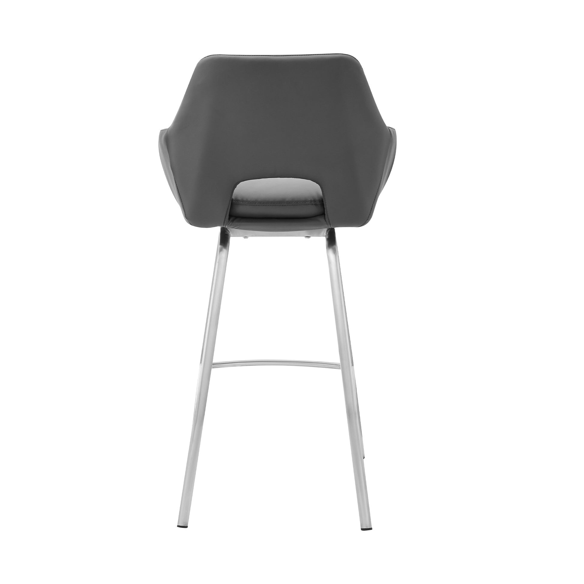 30" Gray And Silver Iron Swivel Low Back Bar Height Bar Chair-5