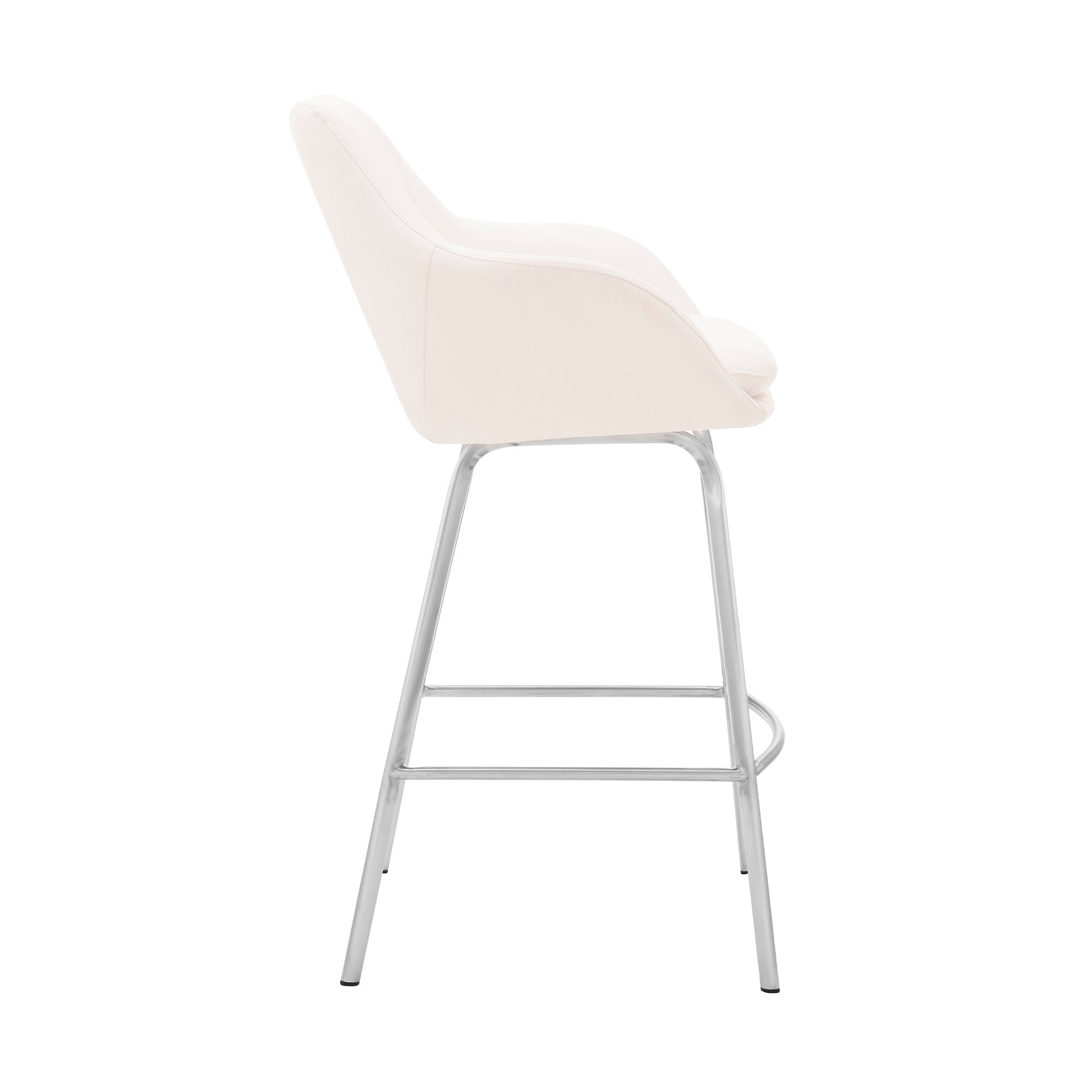 26" White And Silver Iron Swivel Low Back Counter Height Bar Chair-3
