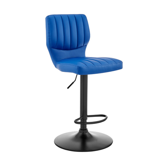 25" Blue And Black Iron Swivel Adjustable Height Bar Chair-1