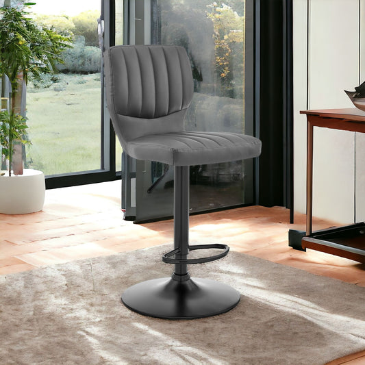 25" Gray And Black Iron Swivel Adjustable Height Bar Chair-1