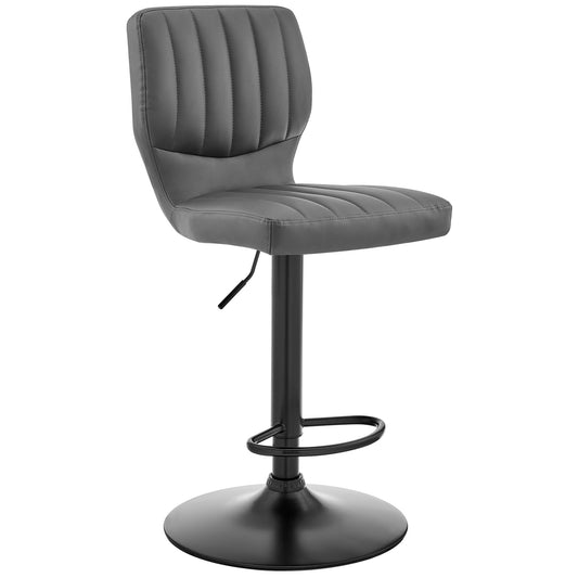 25" Gray And Black Iron Swivel Adjustable Height Bar Chair-0