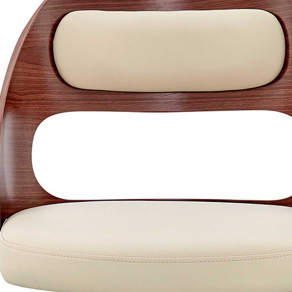 30" Cream and Brown Faux Leather Swivel Bar Chair-8