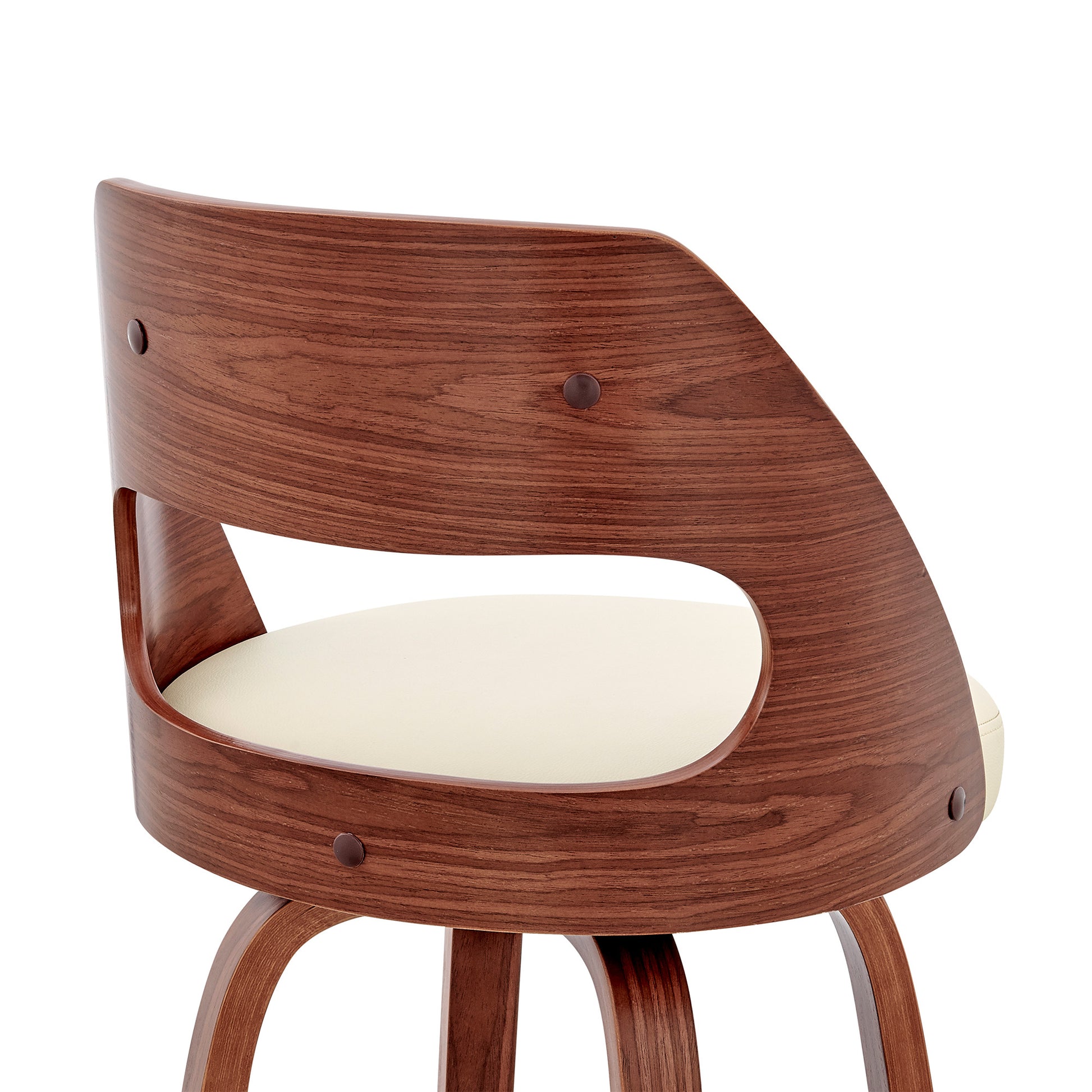 30" Cream and Brown Faux Leather Swivel Bar Chair-6