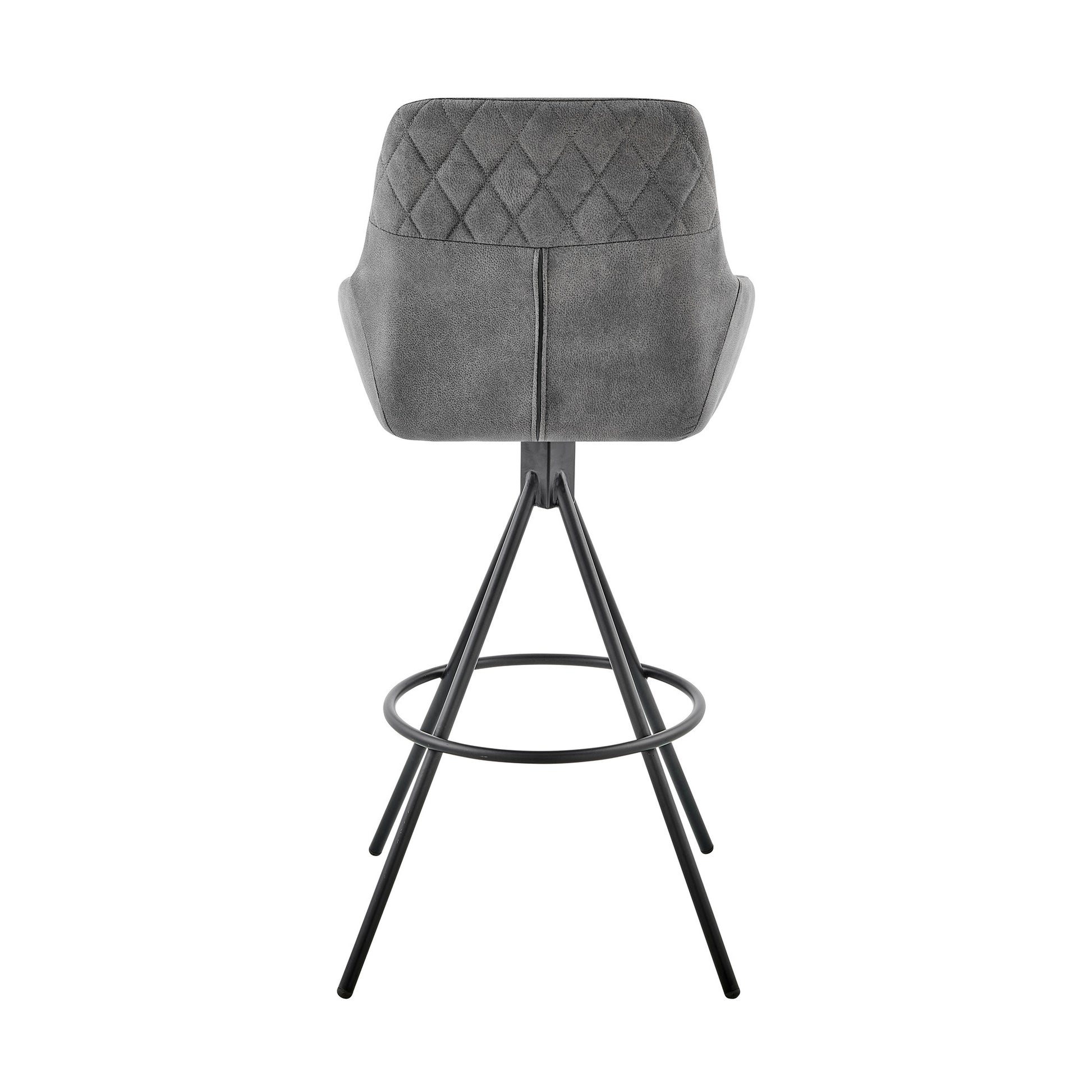 26" Charcoal And Black Iron Counter Height Bar Chair-5