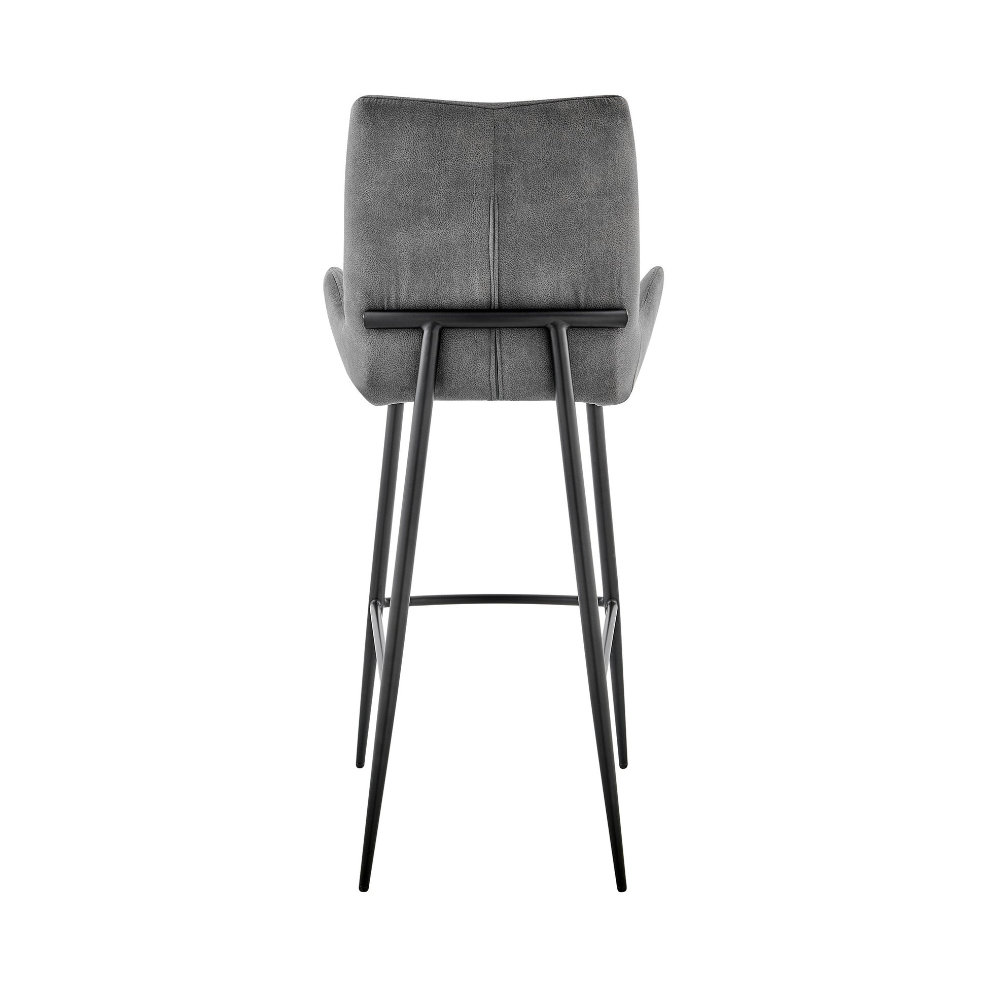 26" Charcoal And Black Iron Counter Height Bar Chair-5