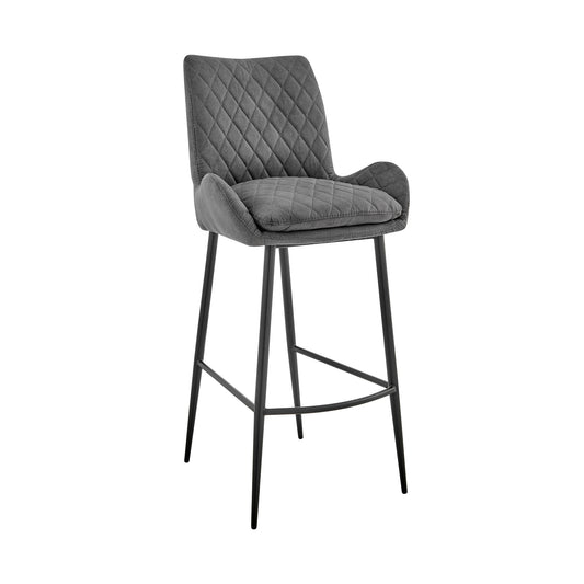26" Charcoal And Black Iron Counter Height Bar Chair-0