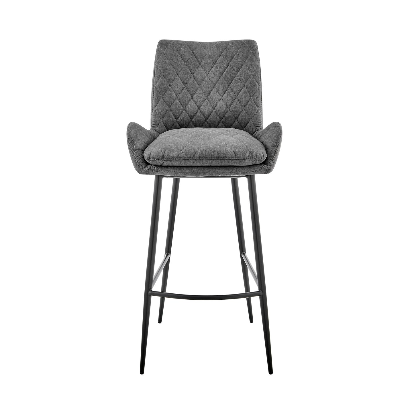 26" Charcoal And Black Iron Counter Height Bar Chair-2