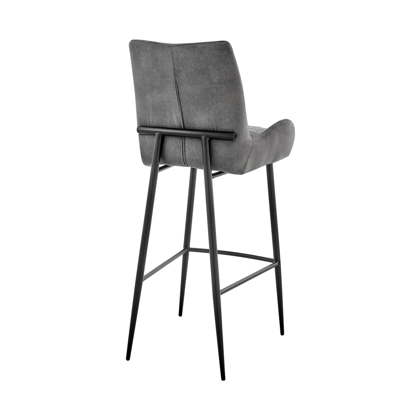 26" Charcoal And Black Iron Counter Height Bar Chair-4